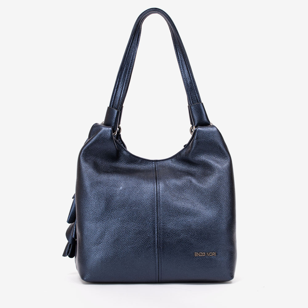 Дамска чанта ENZO NORI модел ROSE естествена кожа перлено син