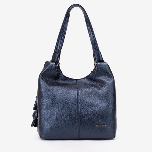 Дамска чанта ENZO NORI модел ROSE естествена кожа перлено тъмно син