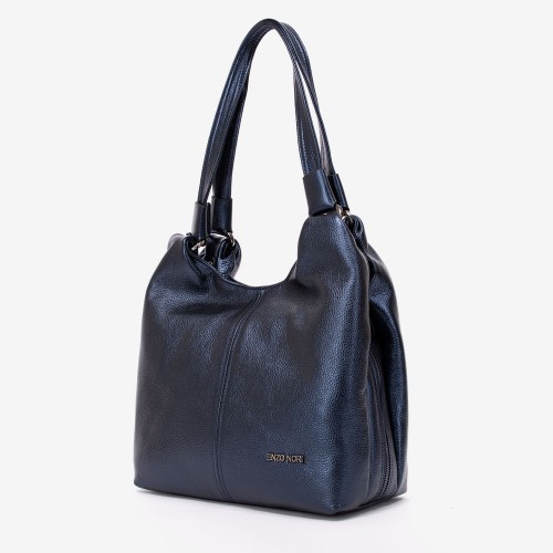 Дамска чанта ENZO NORI модел ROSE естествена кожа перлено тъмно син