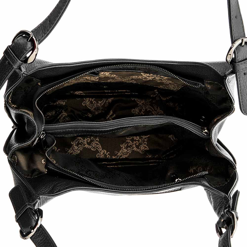 Дамска чанта ENZO NORI модел CAPRICE естествена кожа черен