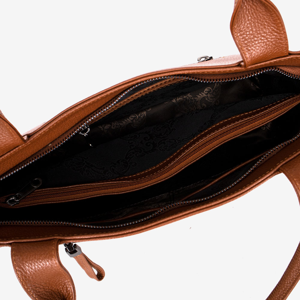 Дамска чанта ENZO NORI модел FELISA естествена кожа светло кафяв