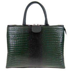 Дамска чанта PAULA VENTI модел LEANDRA естествена кожа зелен кроко лак