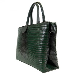 Дамска чанта PAULA VENTI модел LEANDRA естествена кожа зелен кроко лак