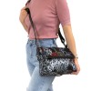 Стилна дамска кожена чанта ENZO NORI модел GILDA естествена кожа цвят сив-червен