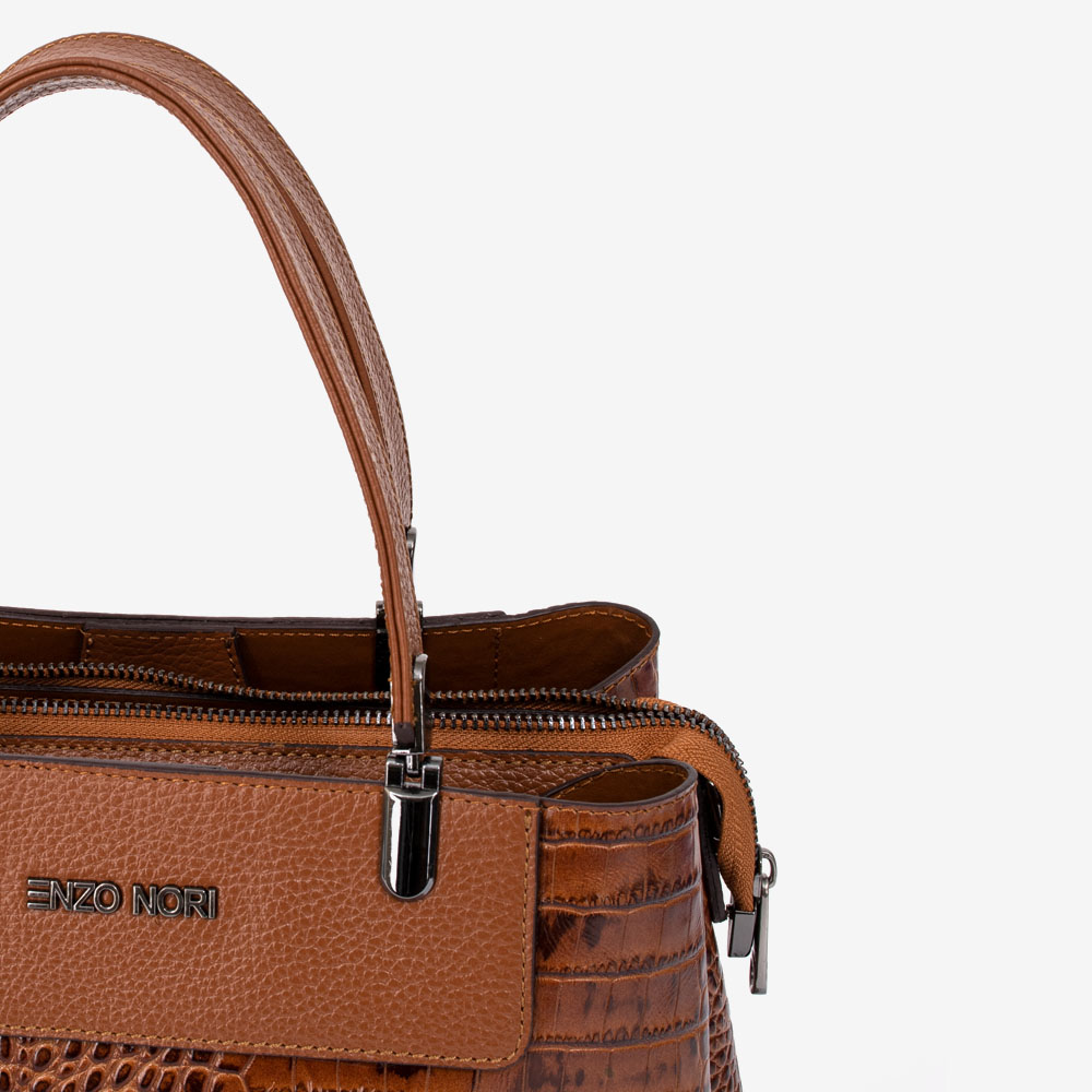 Дамска чанта ENZO NORI модел SABINE естествена кожа кафяв