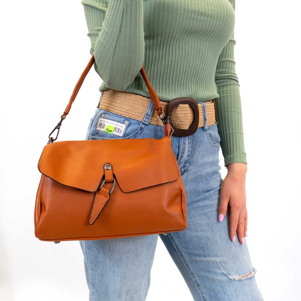 Дамска чанта ENZO NORI модел Adora естествена кожа светло кафяв