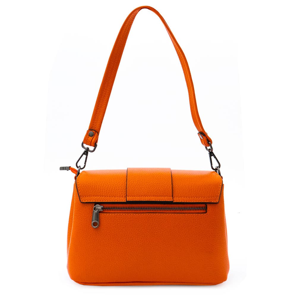 Оранжева дамска кожена чанта ENZO NORI модел ROMINA естествена кожа