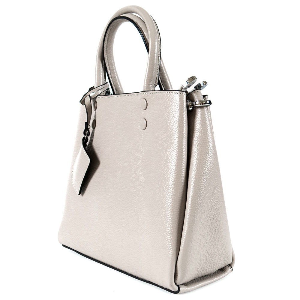 Актуална дамска чанта ENZO NORI модел ESRA от висококачествена естествена кожа цвят екрю