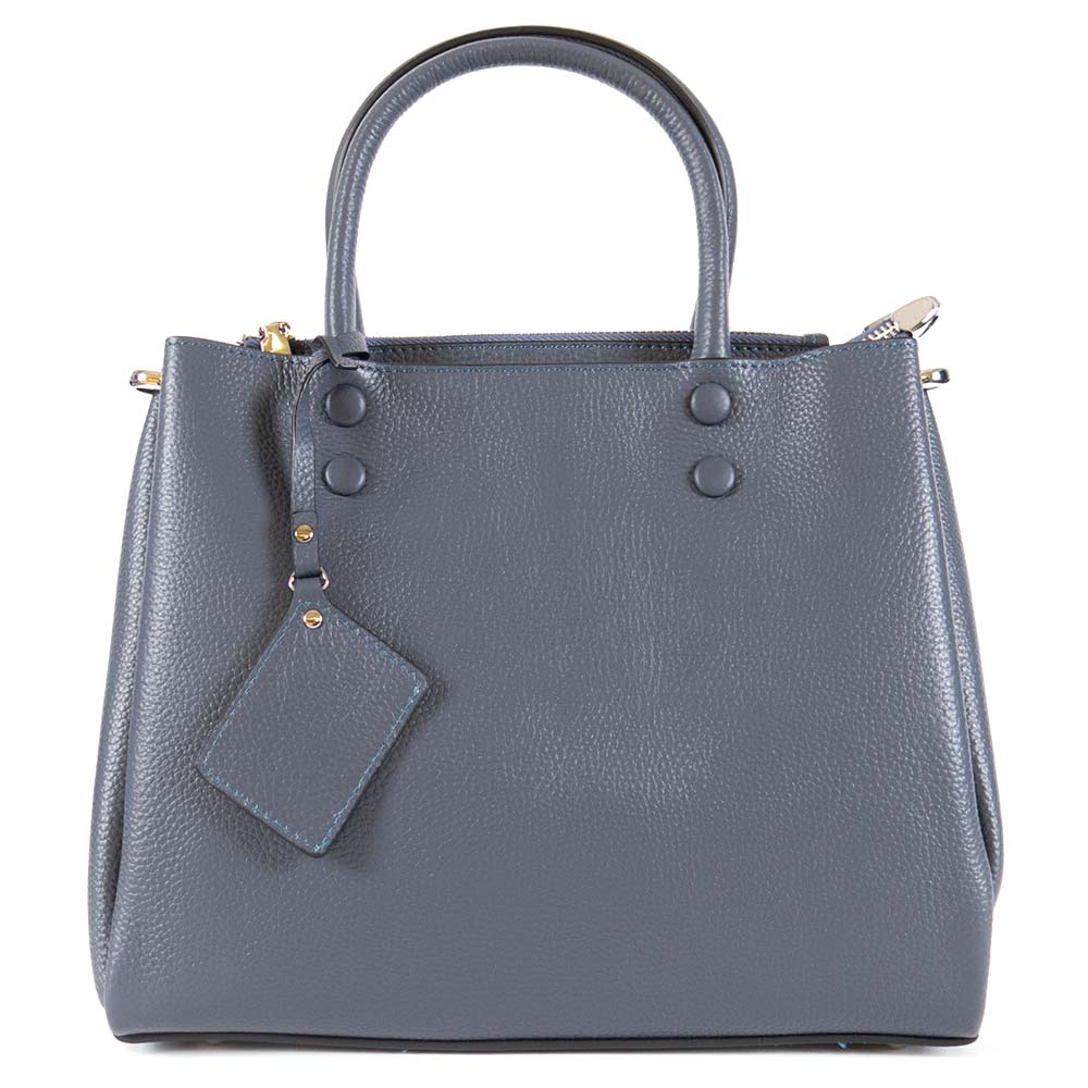 Дамска чанта ENZO NORI естествена кожа фина напа цвят син твърдо дъно