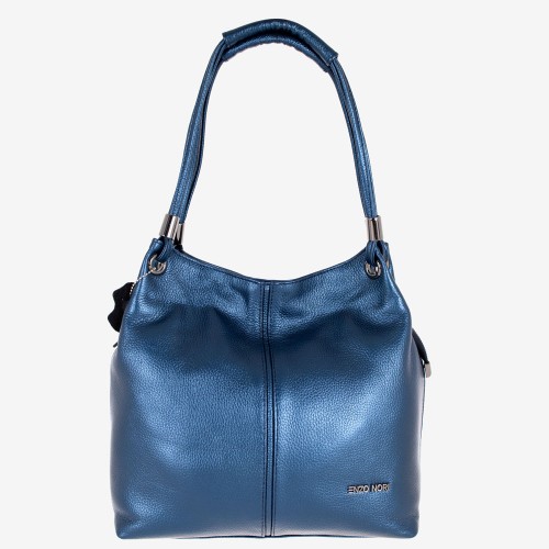 Дамска чанта ENZO NORI модел ADELA естествена кожа перлено син