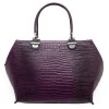 Луксозна дамска чанта ENZO NORI модел RUMBA от естествена кожа цвят лилав кроко лак