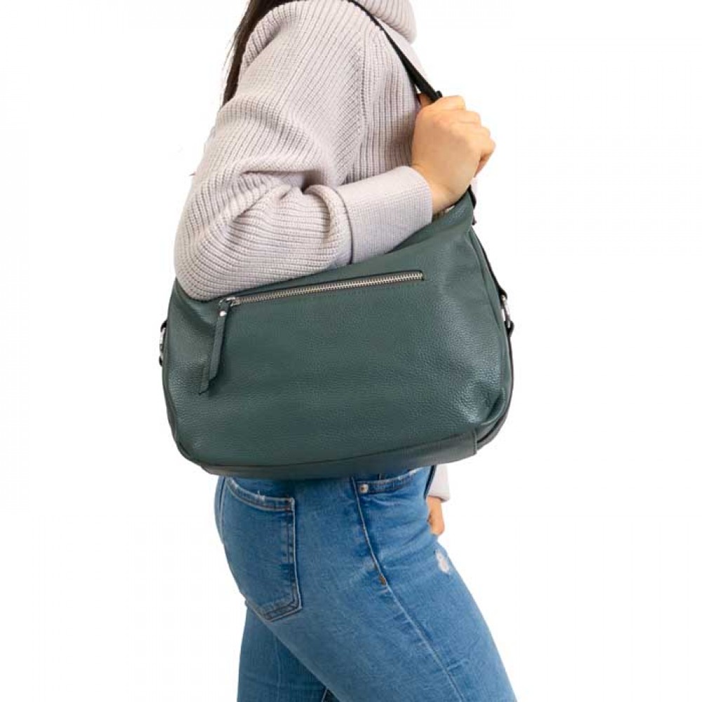 Актуална дамска чанта ENZO NORI модел GENEVA естествена фина напа кожа цвят светло син
