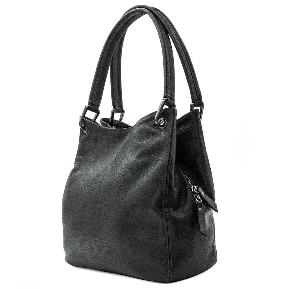 Класическа дамска чанта от естествена фина напа кожа ENZO NORI модел PALOMA цвят черен