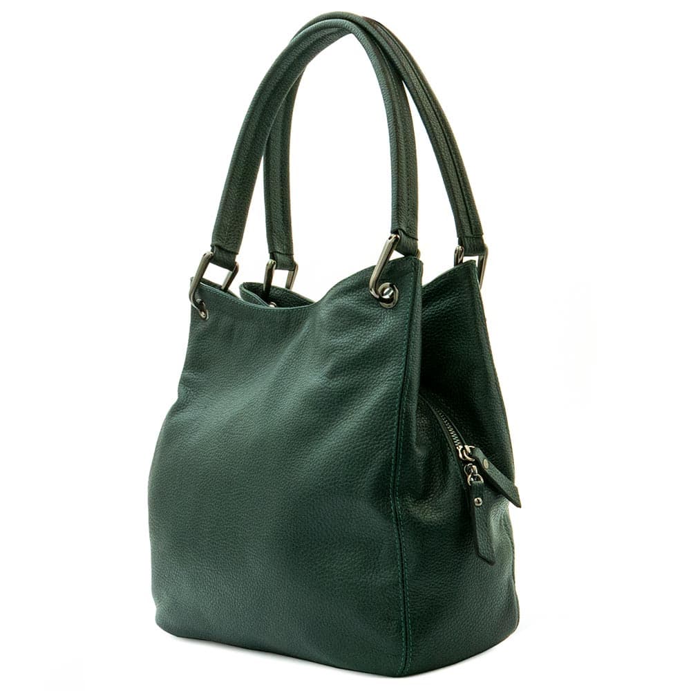 Модерна дамска чанта от естествена фина напа кожа ENZO NORI модел PALOMA цвят зелен