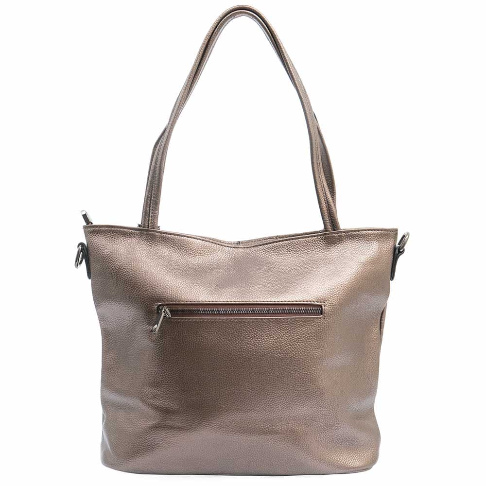 Дамска чанта през рамо от естествена кожа цвят бронз ENZO NORI модел ZETA 