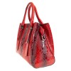 Дамска чанта ENZO NORI от естествена кожа фина напа червена със змийски лазер лак