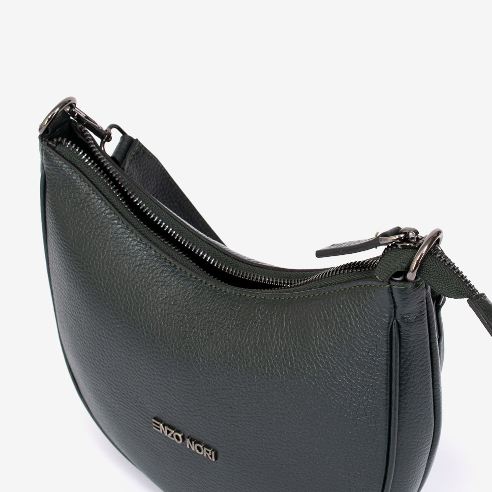 Дамска чанта модел VALENCIA естествена кожа тъмно зелен