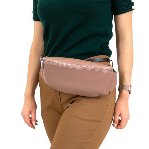Дамска чанта за кръст ENZO NORI модел SKYE от естествена кожа розов