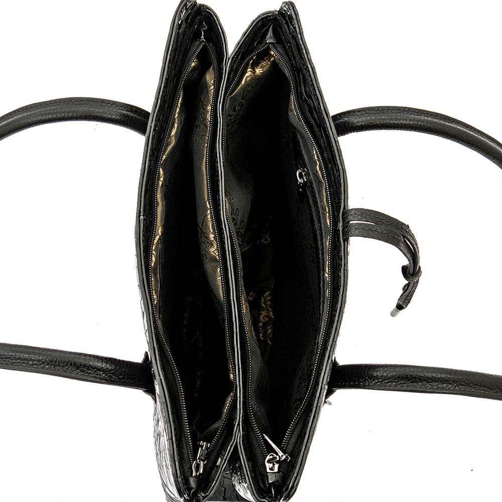 Дамска чанта ENZO NORI модел ALLEGRA естествена кожа черен лак