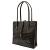 Луксозна дамска чанта ENZO NORI модел ALLEGRA от естествена фина напа кожа цвят тъмно кафяв кроко лак