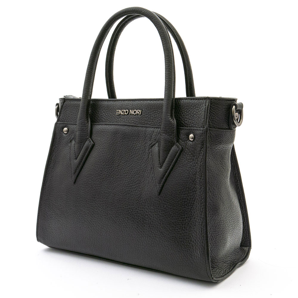 Дамска чанта ENZO NORI модел LETIZIA естествена кожа черен 