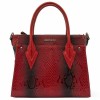 Луксозна дамска чанта от естествена кожа ENZO NORI модел LETIZIA цвят червен черен змийски лак