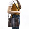 Дамска луксозна чанта от естествена кожа ENZO NORI модел LETIZIA цвят син кафяв кроко лак