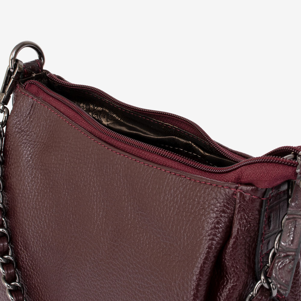 Дамска чанта ENZO NORI модел RONY естествена кожа бордо