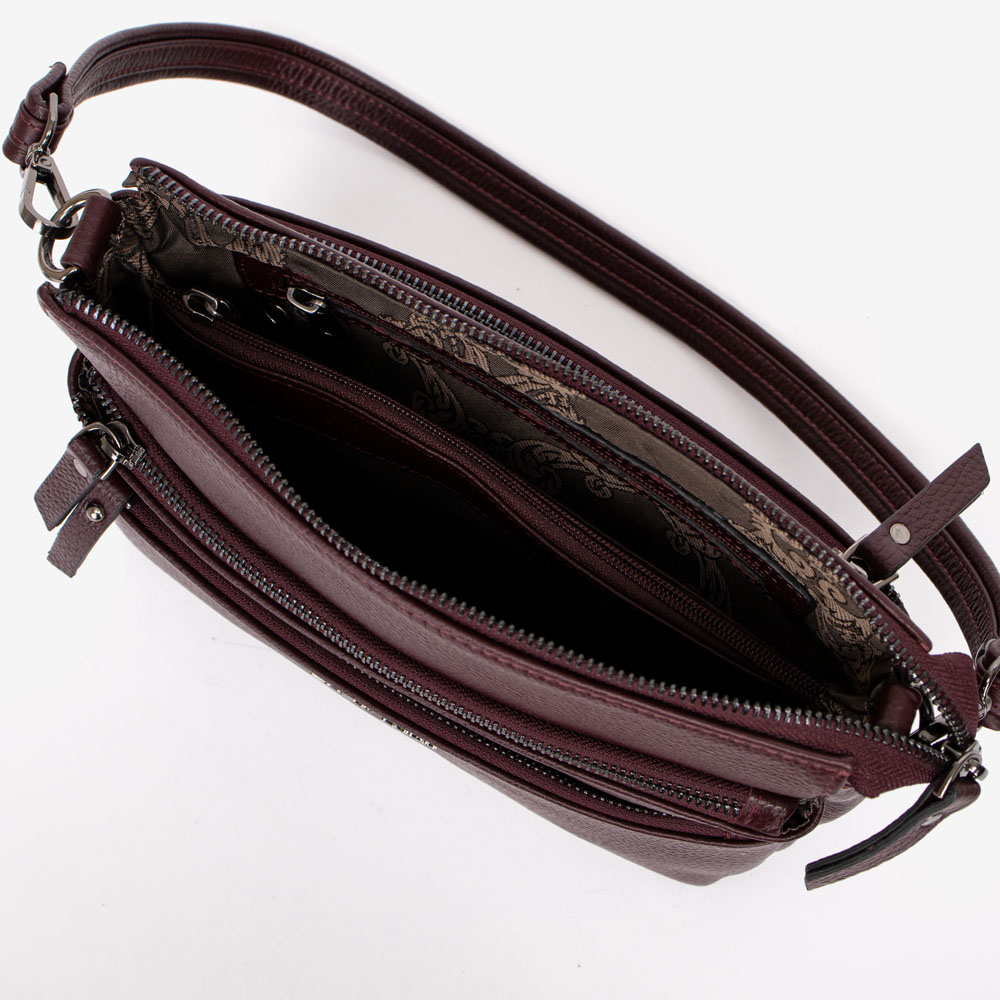 Дамска чанта ENZO NORI модел MELANIA естествена кожа бордо