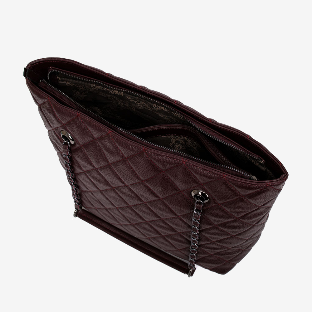 Дамска чанта ENZO NORI модел PALOMA естествена кожа бордо