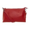 Малка дамска чанта  Paula Venti от естествена кожа червена и дълги подвижни дръжки