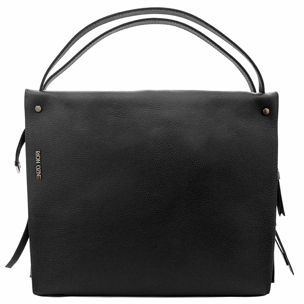 Модерна дамска чанта от естествена фина напа кожа ENZO NORI модел ALANA цвят черен
