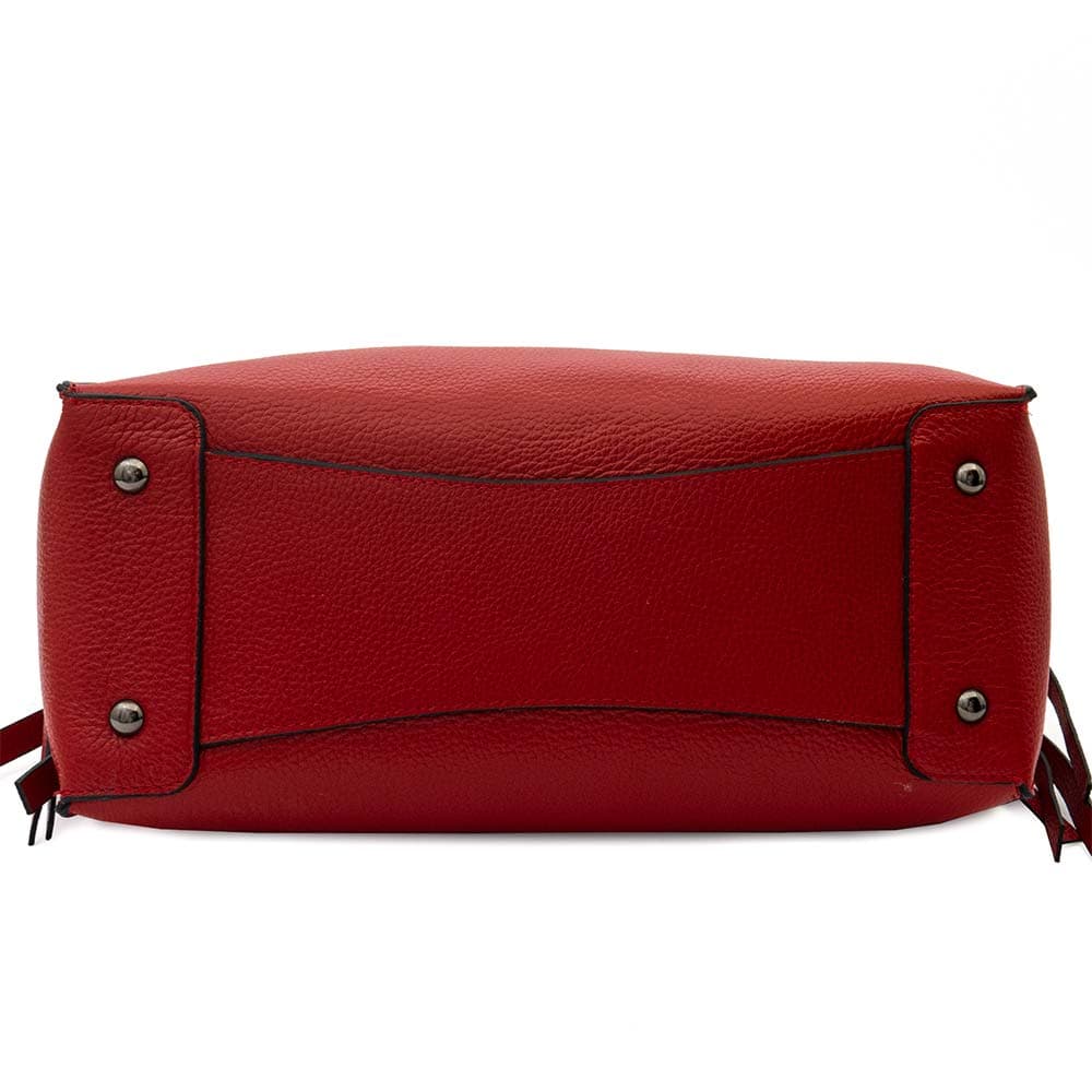 Стилна дамска чанта от естествена фина напа кожа ENZO NORI модел ALANA цвят червен