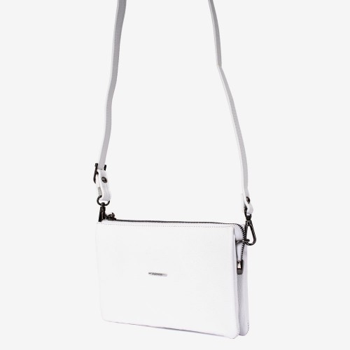 Малка дамска чанта ENZO NORI модел ALINA естествена кожа бял