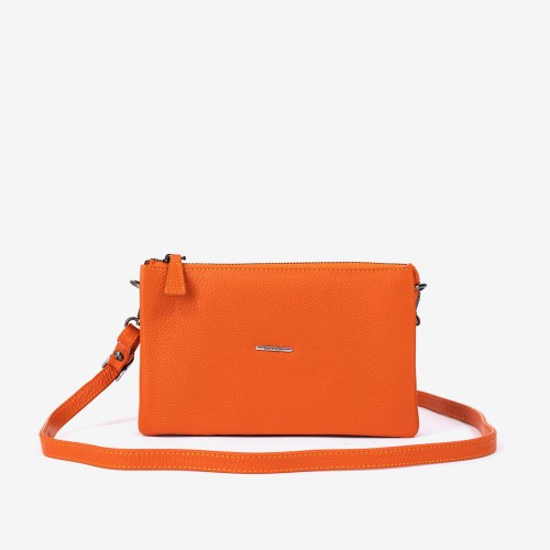 Малка дамска чанта ENZO NORI модел ALINA естествена кожа оранжев