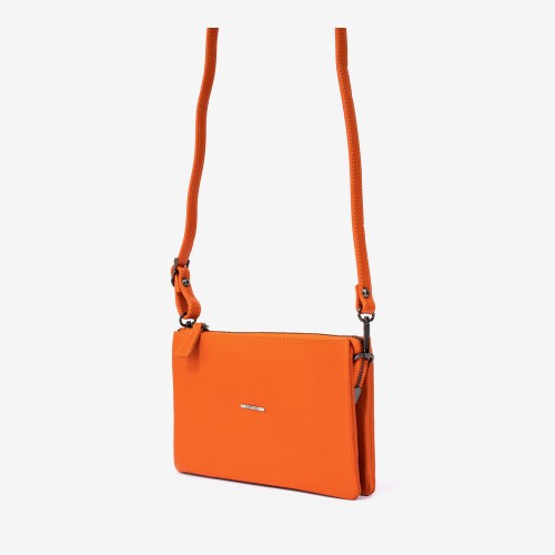 Малка дамска чанта ENZO NORI модел ALINA естествена кожа оранжев