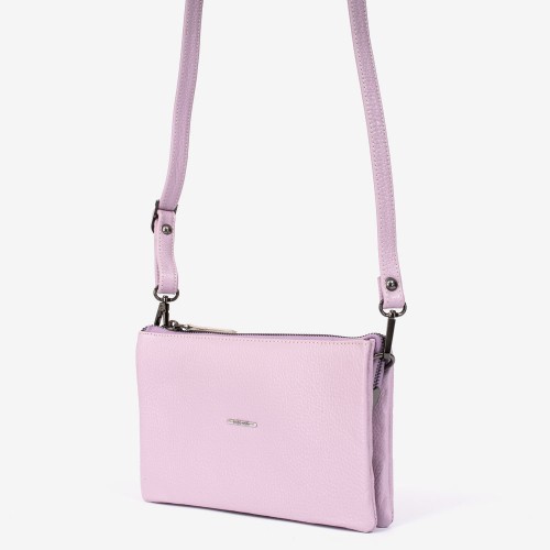 Малка дамска чанта ENZO NORI модел ALINA естествена кожа лилав