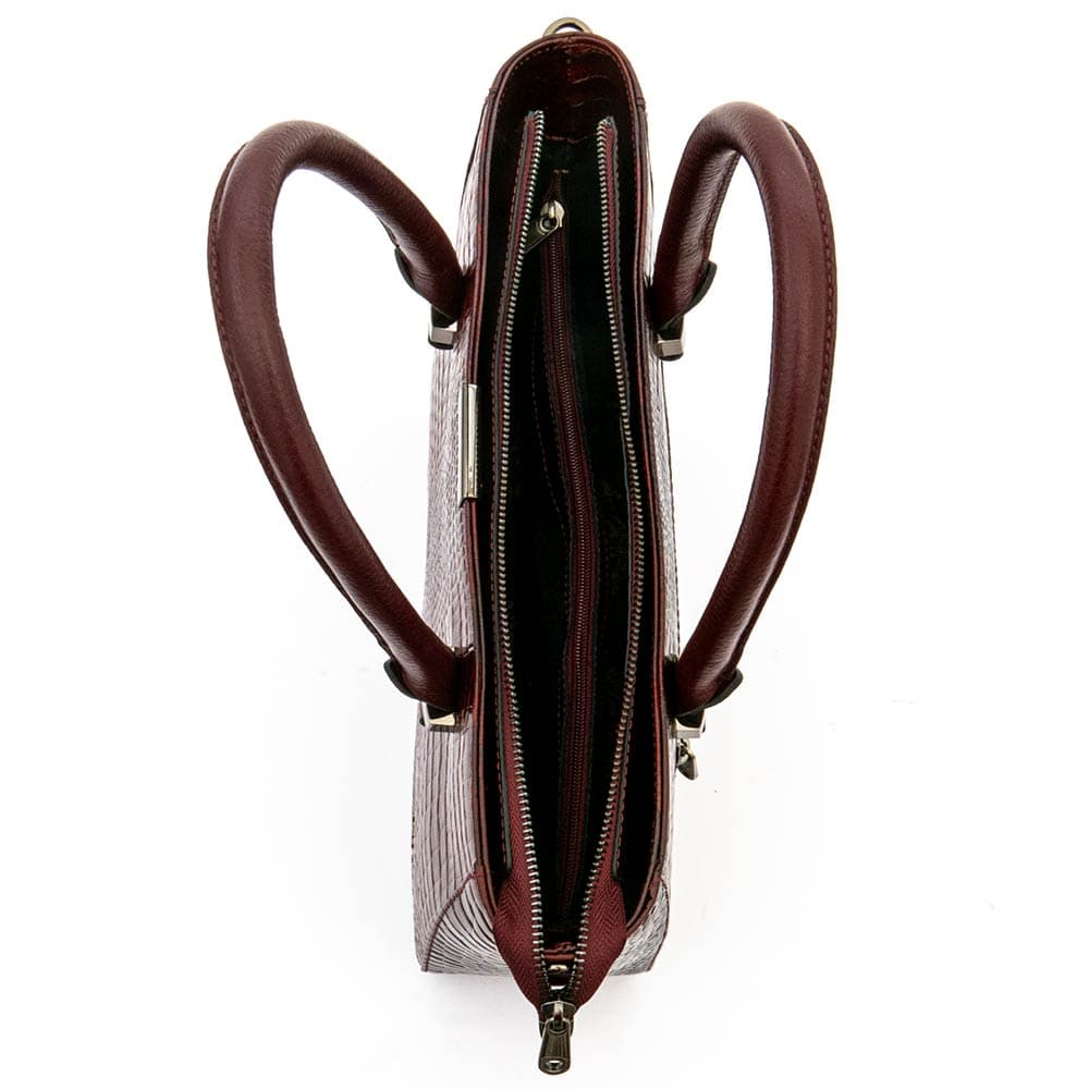Дамска чанта ENZO NORI модел MILANA естествена кожа бордо кроко