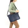 Актуална дамска чанта ENZO NORI модел MILANA естествена фина напа кожа цвят тъмно син кроко лак