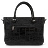 Класическа дамска чанта ENZO NORI модел MILANA естествена фина напа кожа цвят черен кроко лак