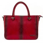 Дамска чанта ENZO NORI модел MILANA естествена кожа червен принт
