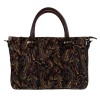 Голяма дамска чанта ENZO NORI модел MILANA естествена фина напа кожа цвят черен с цветя