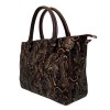 Голяма дамска чанта ENZO NORI модел MILANA естествена фина напа кожа цвят черен с цветя