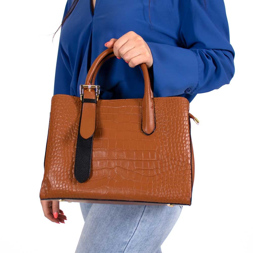 Дамска чанта ENZO NORI модел AVRORA естествена кожа кафяв