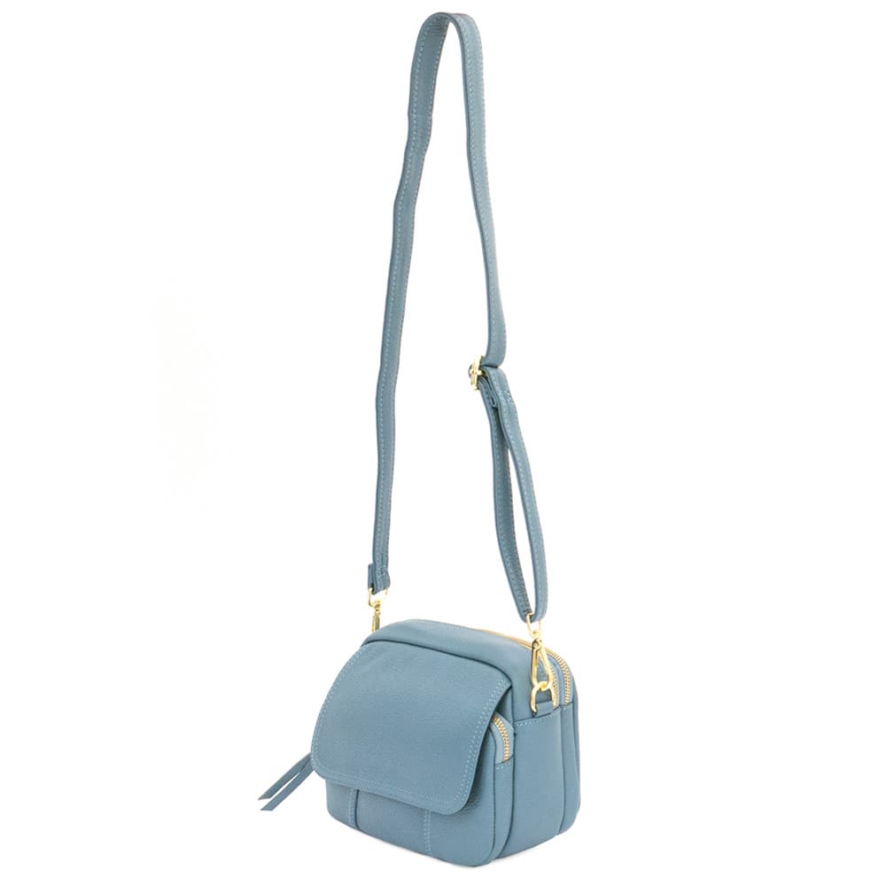 Ежедневна дамска чанта от висококачествена естествена кожа ENZO NORI модел MARGO цвят светло син