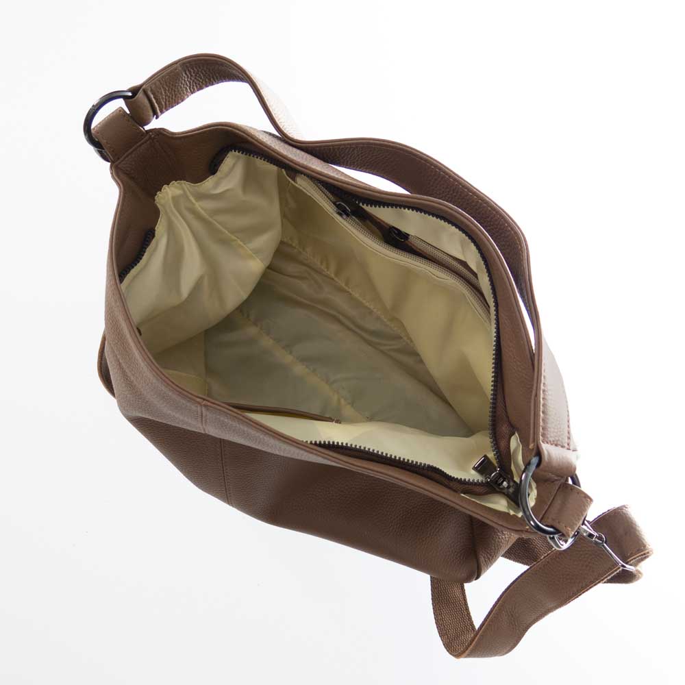 Голяма дамска чанта естествена кожа ENZO NORI светло кафяв