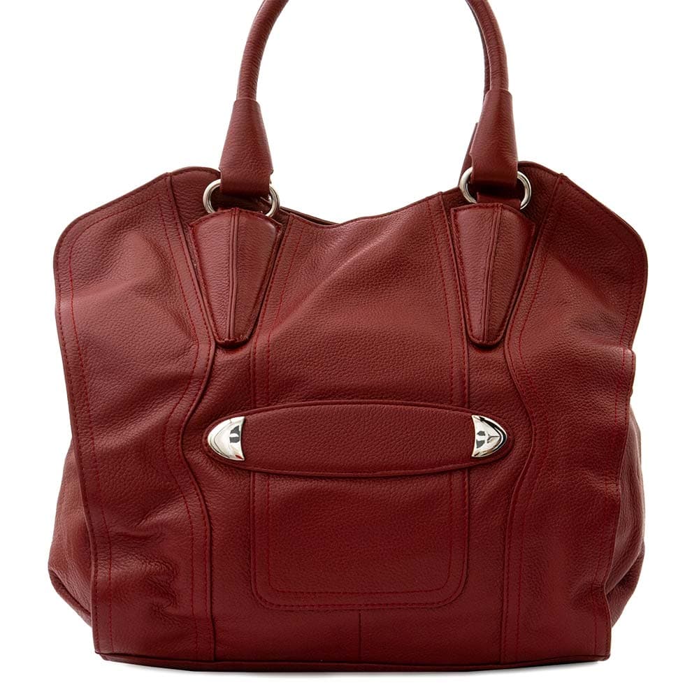 Голяма чанта тип торба PAULA VENTI модел CLAUDIA естествена кожа цвят бордо