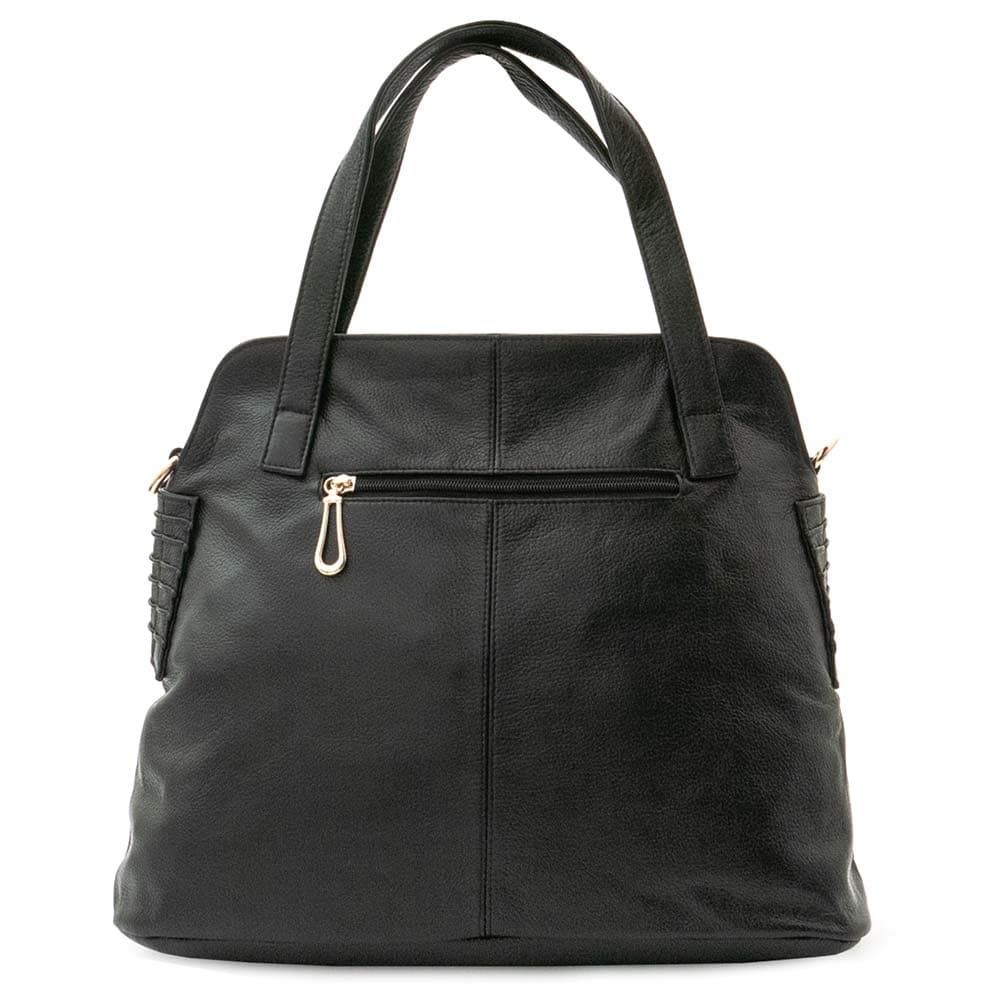 Модерна дамска чанта PAULA VENTI модел AMANDA от висококачествена естествена кожа цвят черен