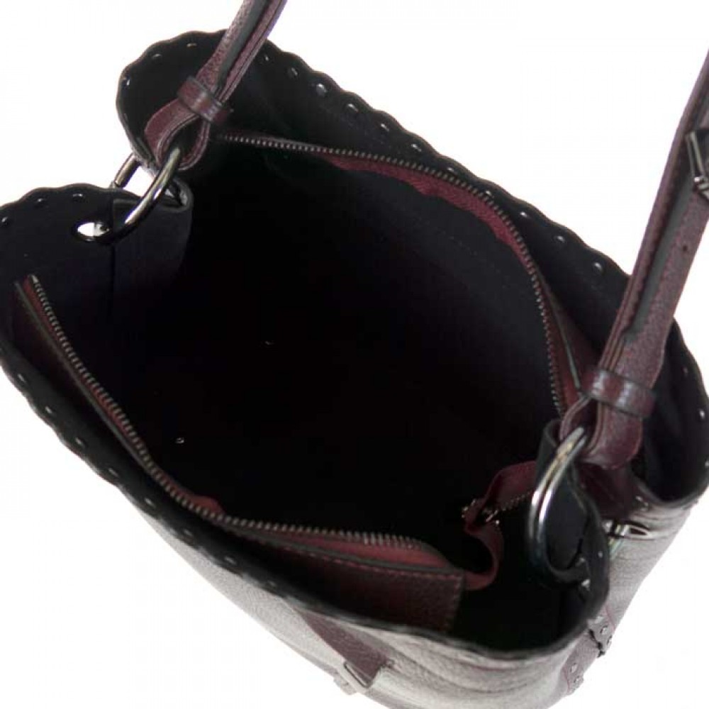 Дамска чанта ENZO NORI модел FLORENTINA естествена кожа фина напа бордо