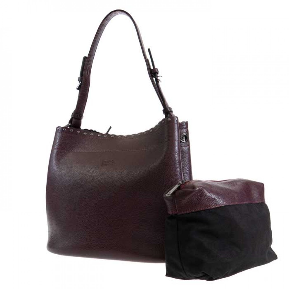 Дамска чанта ENZO NORI модел FLORENTINA естествена кожа фина напа бордо